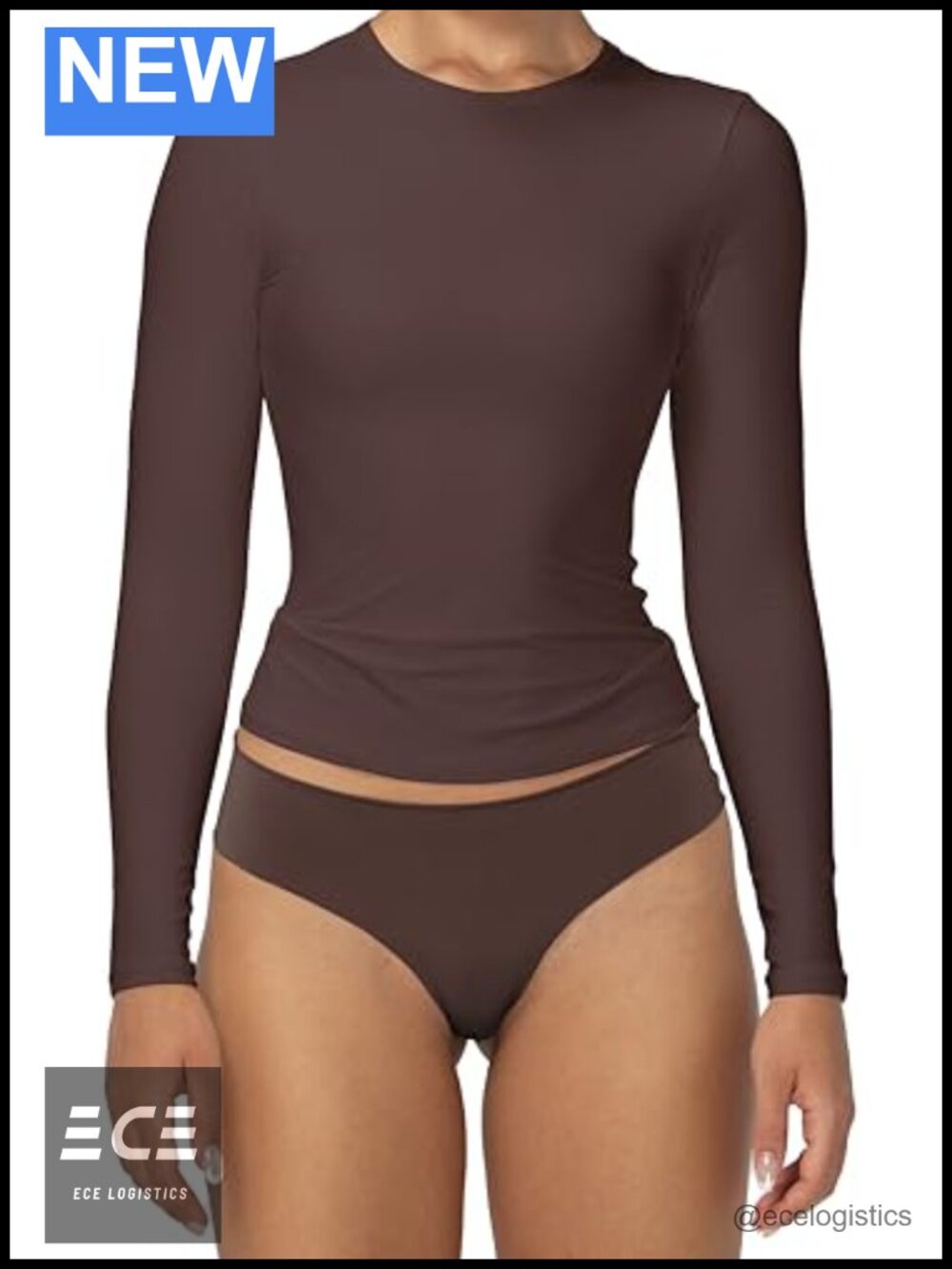 Women's Long Sleeve Crew Neck Slim Fit Double Lined T-Shirt